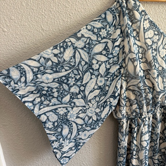 Lane Bryant Boho Blue and White Flutter Sleeve Maxi Dress Size 18/20 - Picture 6 of 10